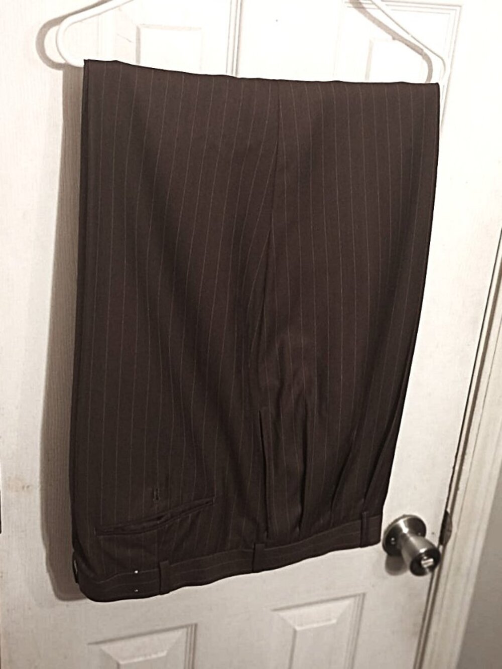 Gianni Vironi Men Brown Pinstripe Dress Pants  40W